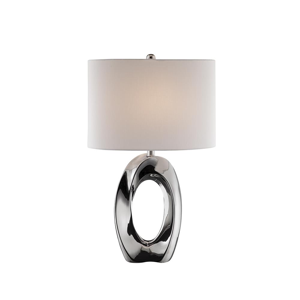 Lite Source LS-23184 Clover Table Lamp, Ceramic Body/White Fabric Shade, E27 Type A 150W