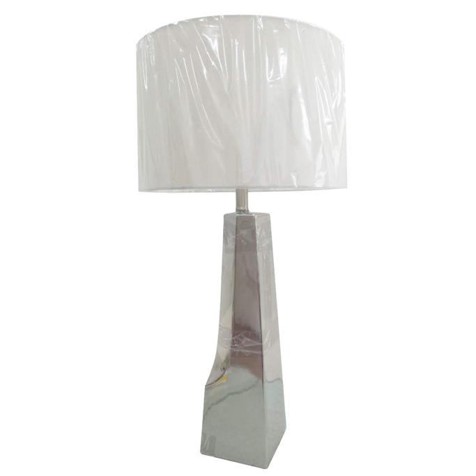Lite Source LS-23199SILV Table Lamp, Silver Ceramic/White Fabric Shade, E27 A 150W