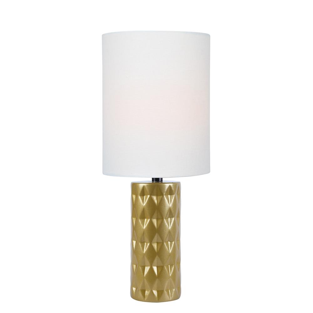 Lite Source LS-23202GOLD Mini Table Lamp, Gold Ceramic/white Linen Shade, E27 A 60w