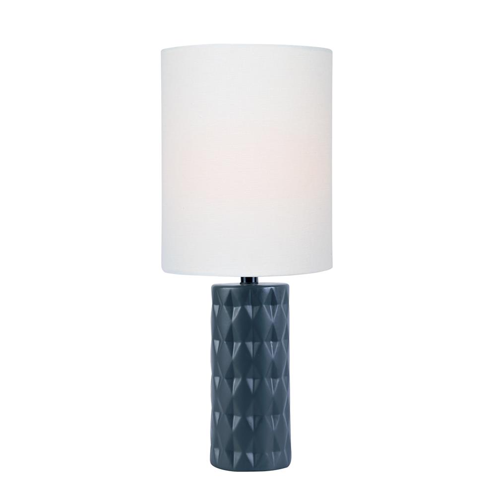 Lite Source LS-23202JBLK Mini Table Lamp, Jet Black Ceramic/white Linen Shade, E27 A