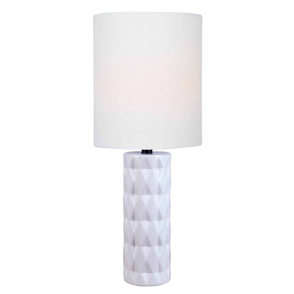 Lite Source LS-23203WHT Table Lamp, White Ceramic/white Linen Shade, E27 A 100w