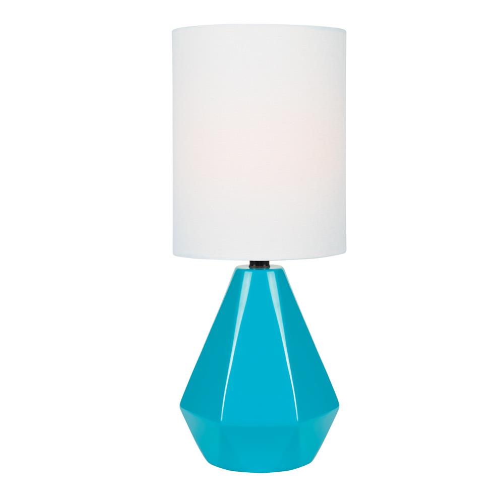 Lite Source LS-23204BLU Mini Table Lamp, Blue Ceramic/white Linen Shade, E27 A 60w