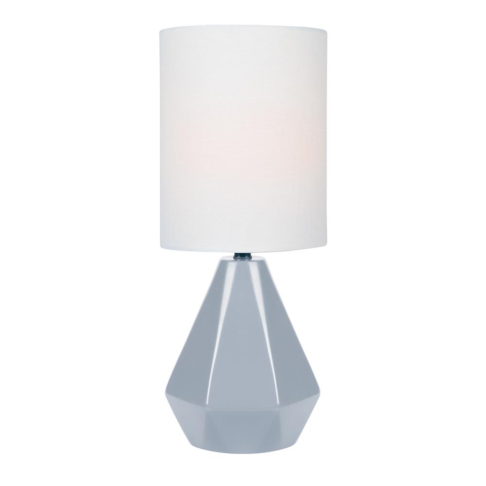 Lite Source LS-23204GREY Mini Table Lamp, Grey Ceramic/white Linen Shade, E27 A 60w
