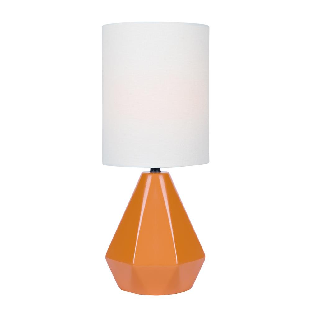 Lite Source LS-23204ORN Mini Table Lamp, Orange Ceramic/white Linen Shade, E27 A 60w