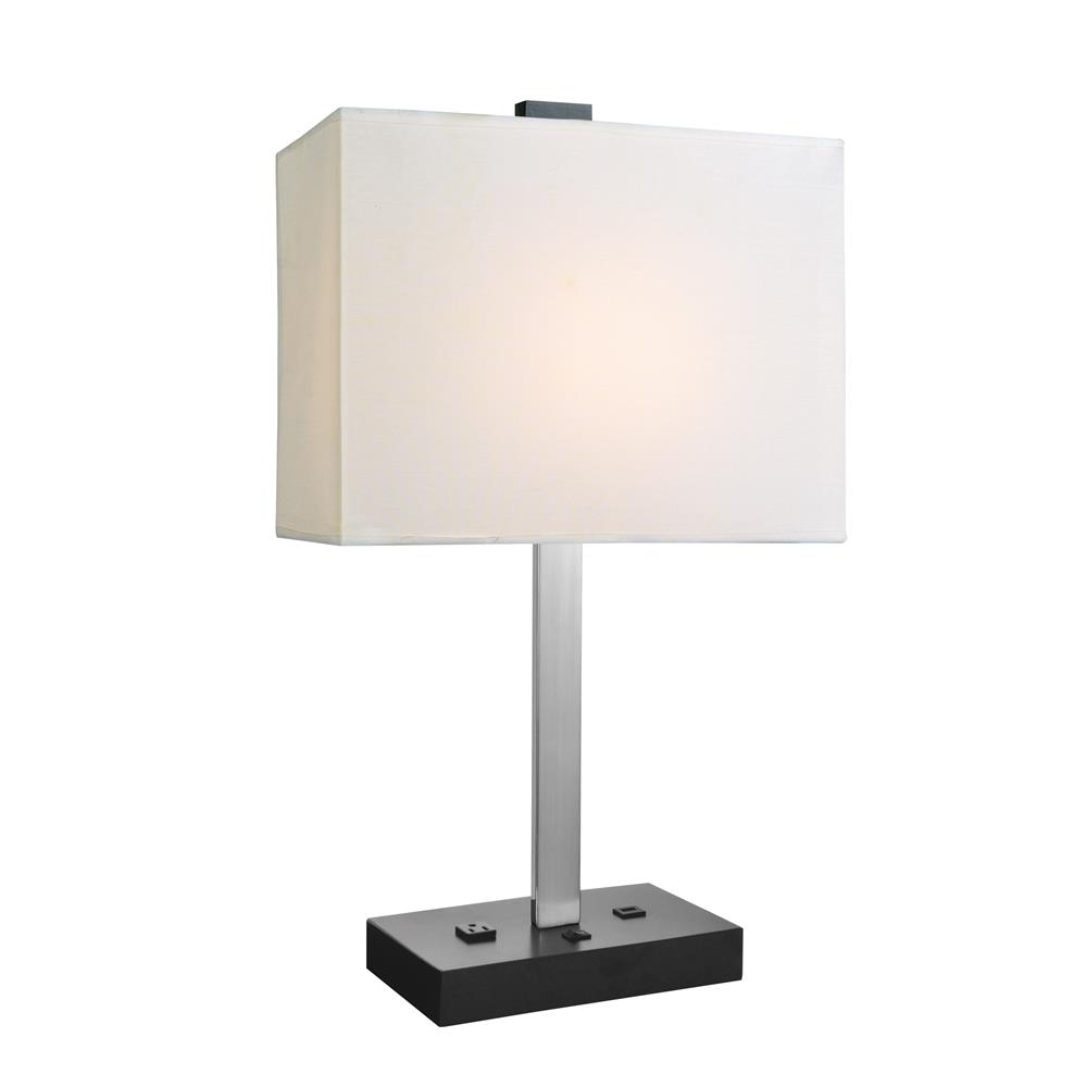 Lite Source LS-23208 Table Lamp, Black/white Fabric Shade, Usbx1&outletx1, A 100w