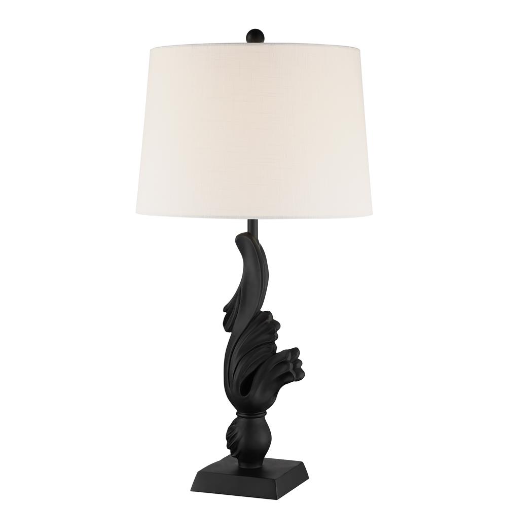 Lite Source LS-23255 Table Lamp, Antique Black/linen Fabric Shade, E27 Type A 150