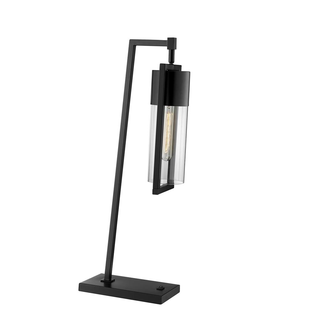 Lite Source LS-23264BLK Table Lamp, Blk/clear Glass Shade, E27 Vintage Bulb T10 60w