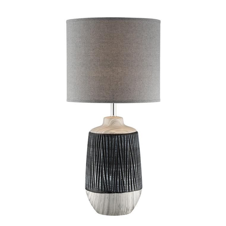 Lite Source LS-23317GRY/GRY Table Lamp, Grey Ceramic/grey Fabric Shade , E27 Type A 60w