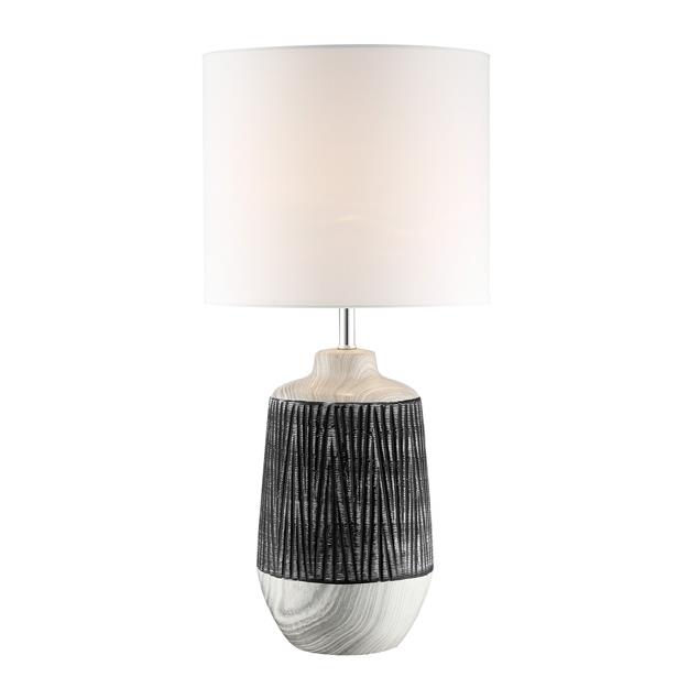 Lite Source LS-23317GRY/WHT Table Lamp, Grey Ceramic/white Linen Shade , E27 Type A 60w