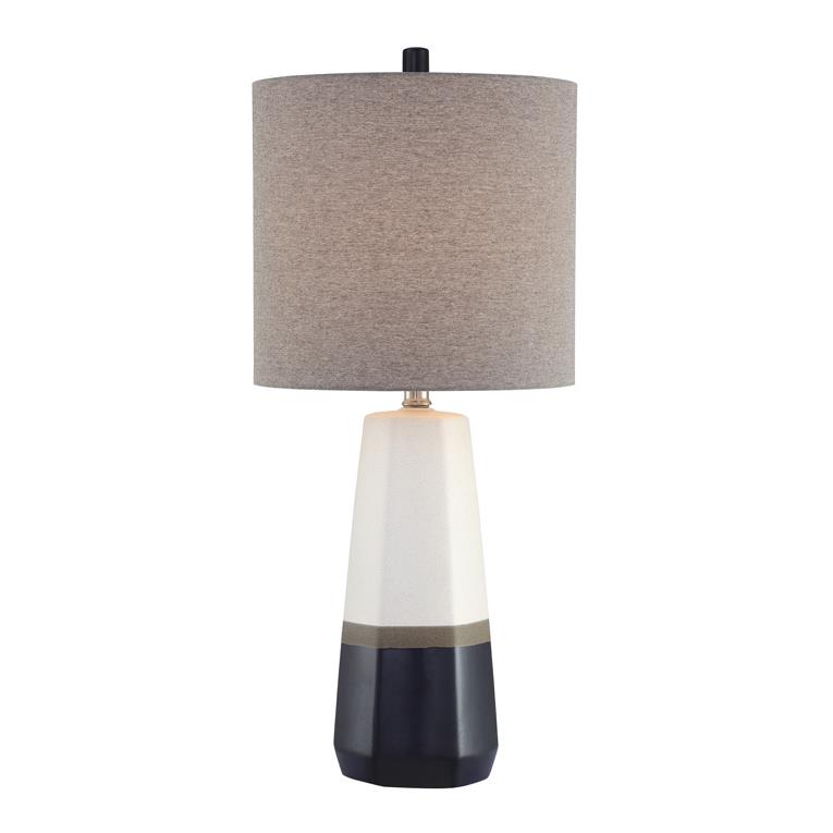 Lite Source LS-23425 Table Lamp, Ceramic Body/grey Fabric Shade, E27 Type A 100w