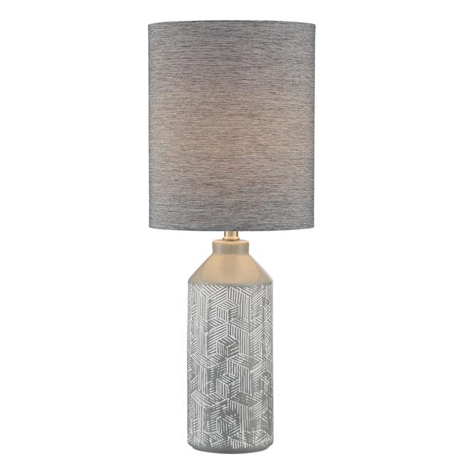 Lite Source LS-23427GREY Table Lamp, Grey Ceramic/grey Fabric Shd, E27 Type A 60w