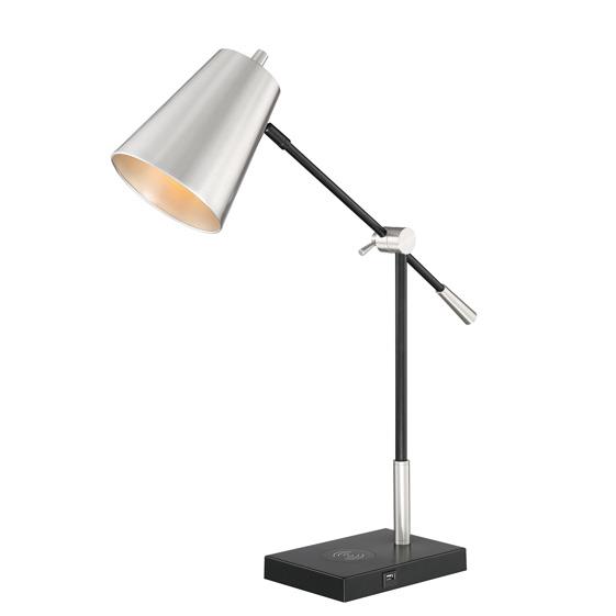 Lite Source LS-23460 Table/desk Lamp, Bn/black, Wireless Charging Pad, A 60w