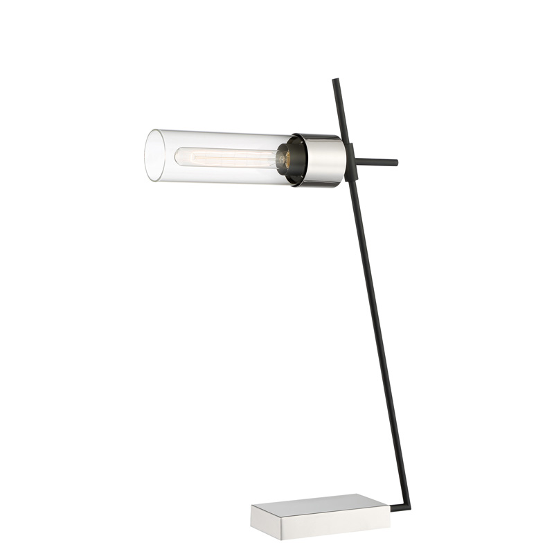 Lite Source LS-23476 Table Lamp, Brushed Nickel/black/clear Glass, Vingtage T 40w