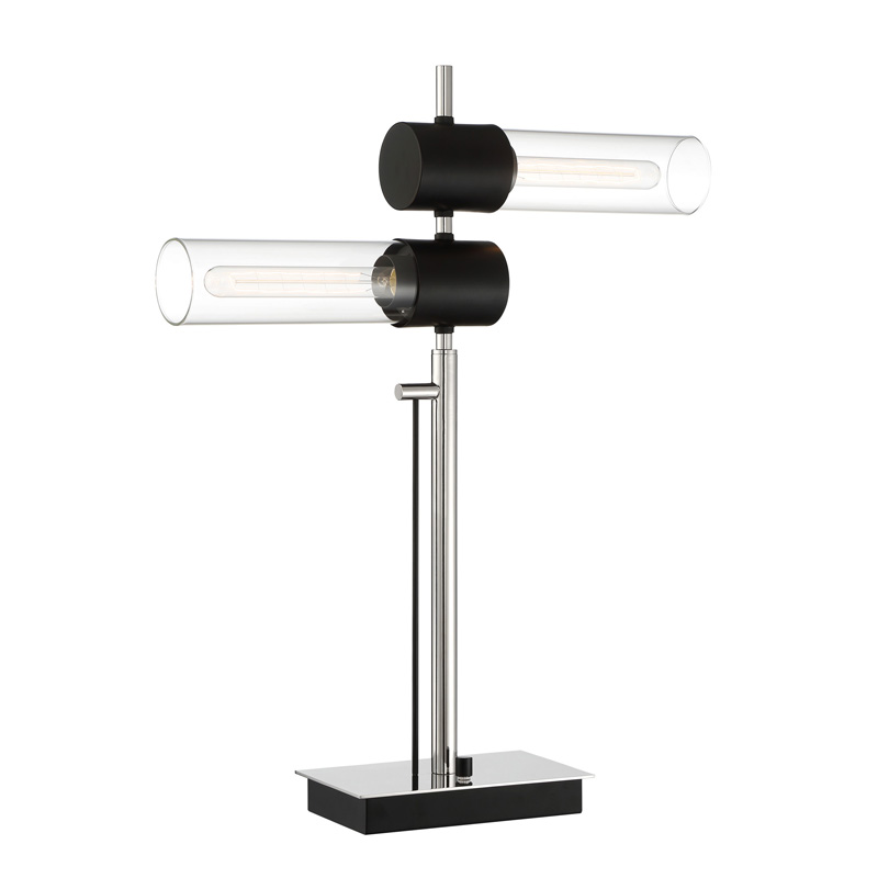 Lite Source LS-23477 2-lite Table Lamp, Bn/black/clear Glass, Vingtage T 40wx2