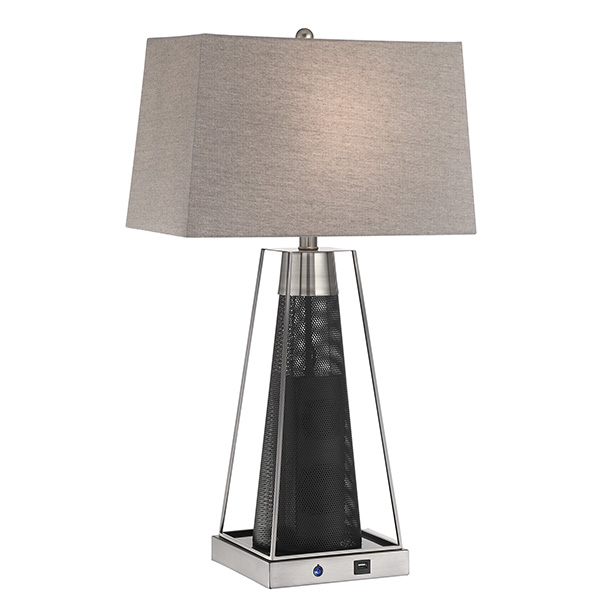 Lite Source LS-23484 Table Lamp W/wireless Speaker, Fabric Shade, E27 Led Bulb 9w