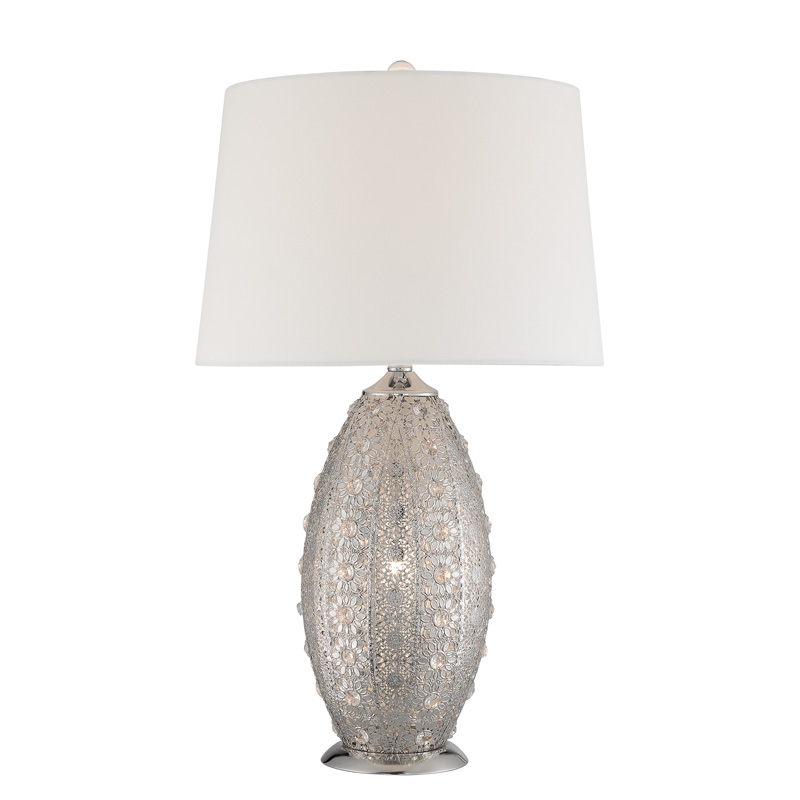 Lite Source LS-23494 Table Lamp, Polished Nickel Metal/white Fabric, A 100w&b 40w