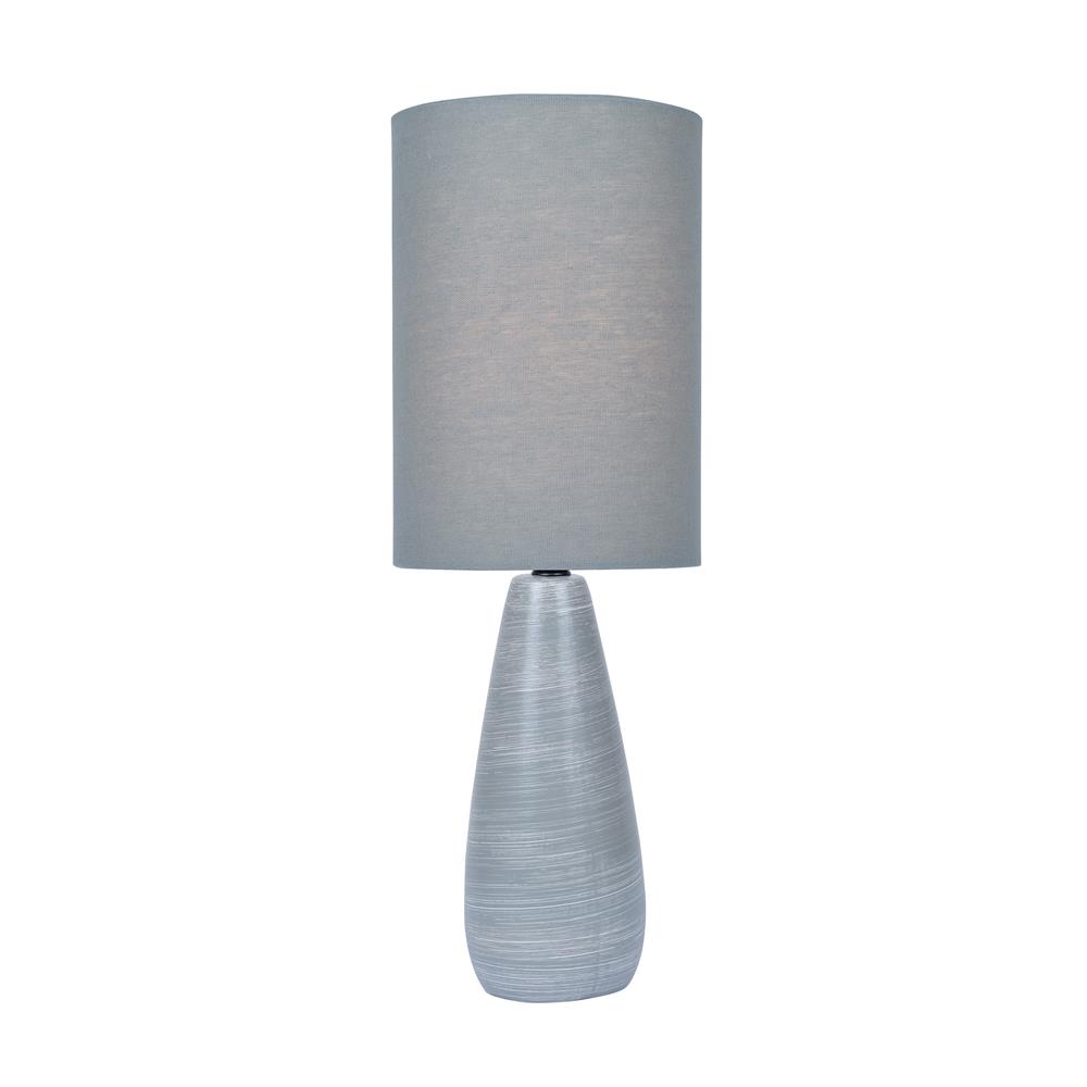 Lite Source LS-23998GRY/GRY Quatro Mini Table Lamp, Brushed Grey/Grey Linen Shade, E27 A 40W