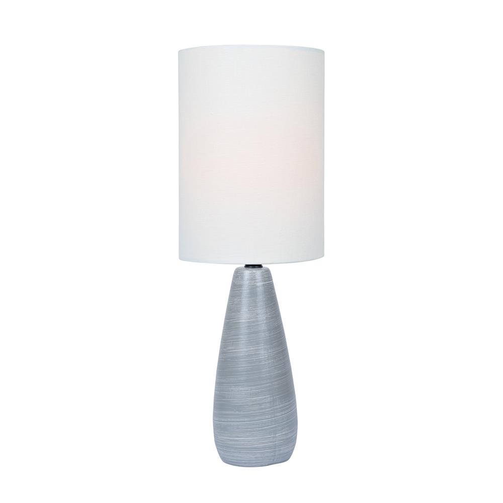Lite Source LS-23998GRY/WHT Quatro Mini Table Lamp, Brushed Grey/White Linen Shade, E27 A 40W