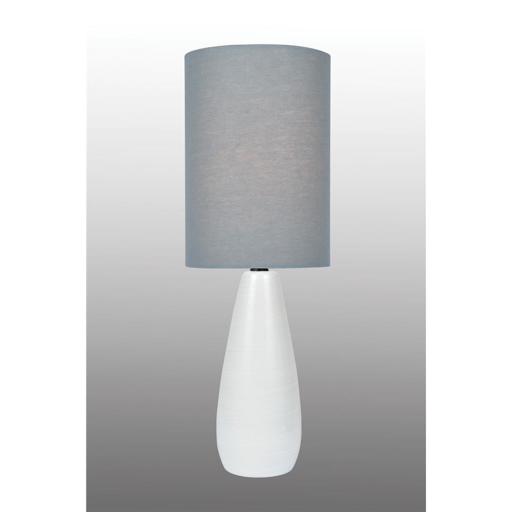 Lite Source LS-23998WHT/GRY Quatro Mini Table Lamp, Brushed White/Grey Linen Shade, E27 A 40W