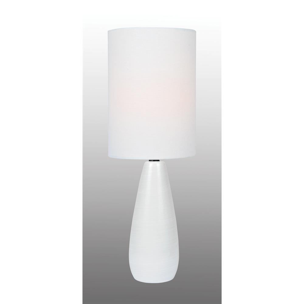 Lite Source LS-23998WHT/WHT Quatro Mini Table Lamp, Brushed White/Wht Linen Shade, E27 A 40W