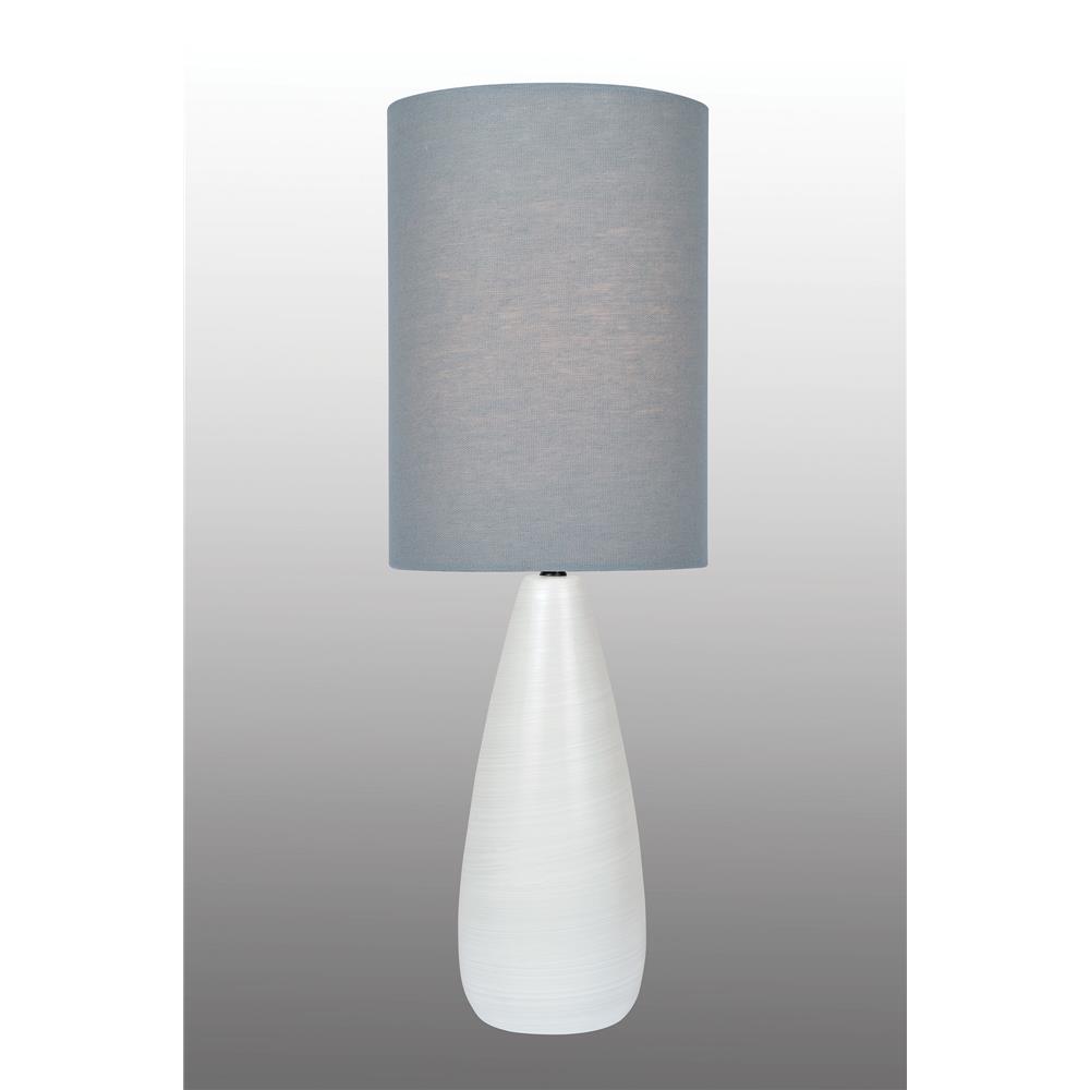 Lite Source LS-23999WHT/GRY Quatro Table Lamp, Brushed White/Grey Linen Shade, E27 A 60W