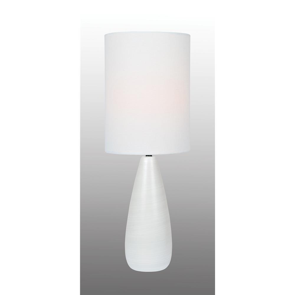 Lite Source LS-23999WHT/WHT Quatro Table Lamp, Brushed White/White Linen Shade, E27 A 60W
