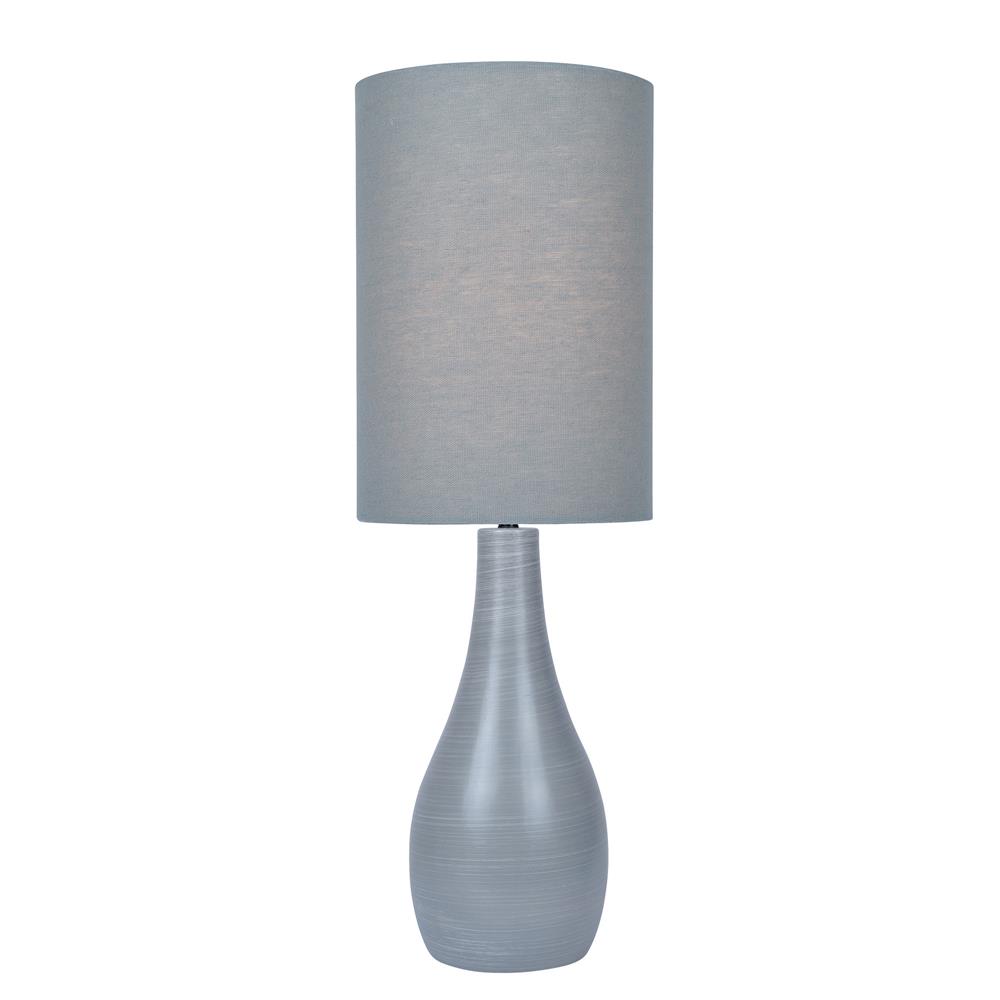 Lite Source LS-24997GRY/GRY Quatro Table Lamp, Brushed Grey/Grey Linen Shade, E27 Cfl 23W
