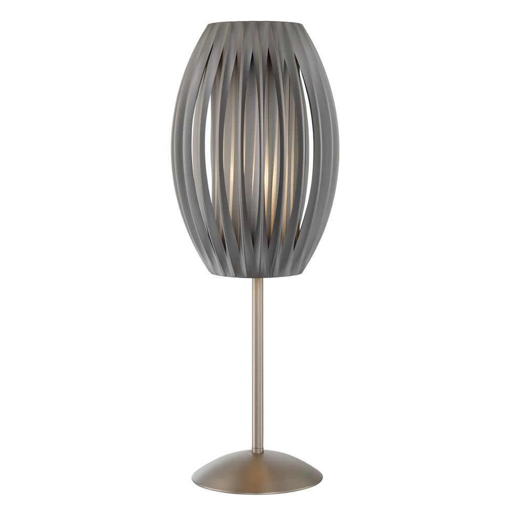 Lite Source LS-2875SS/GREY Egg Table Lamp, Ss W/Grey Pleated Shade, E27 Type A 60W