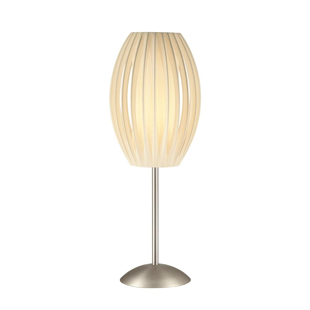 Lite Source LS-2875SS/WHT Egg 1 Light CFL Table Lamp in Satin Steel with White Pleated Shade