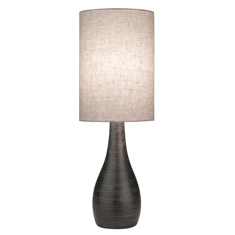 Lite Source LS-2996 Quatro 1 Light CFL Table Lamp in Brushed Dark Bronze with Linen Shade