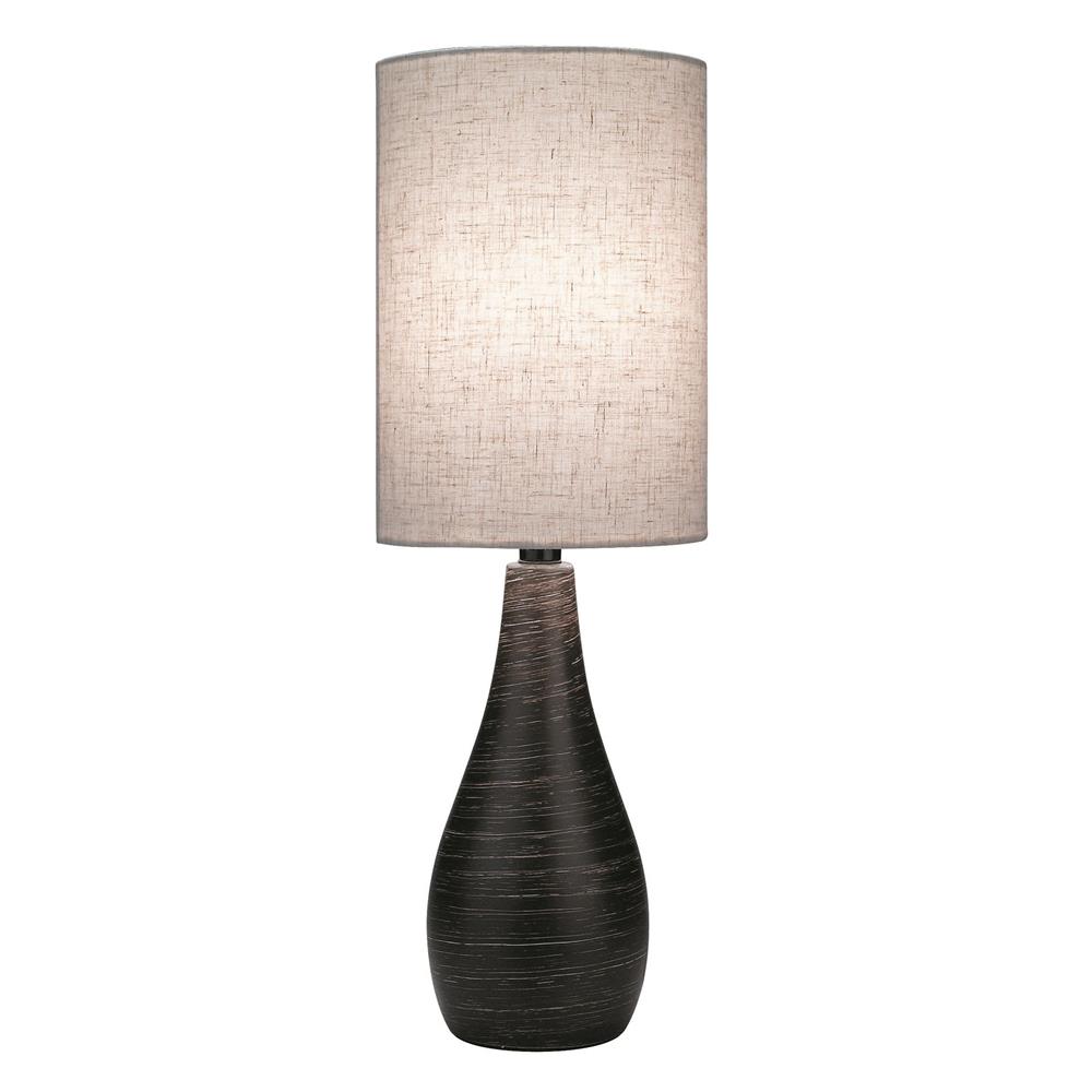 Lite Source LS-2997 Quatro 1 Light CFL Table Lamp in Brushed Dark Bronze with Linen Shade