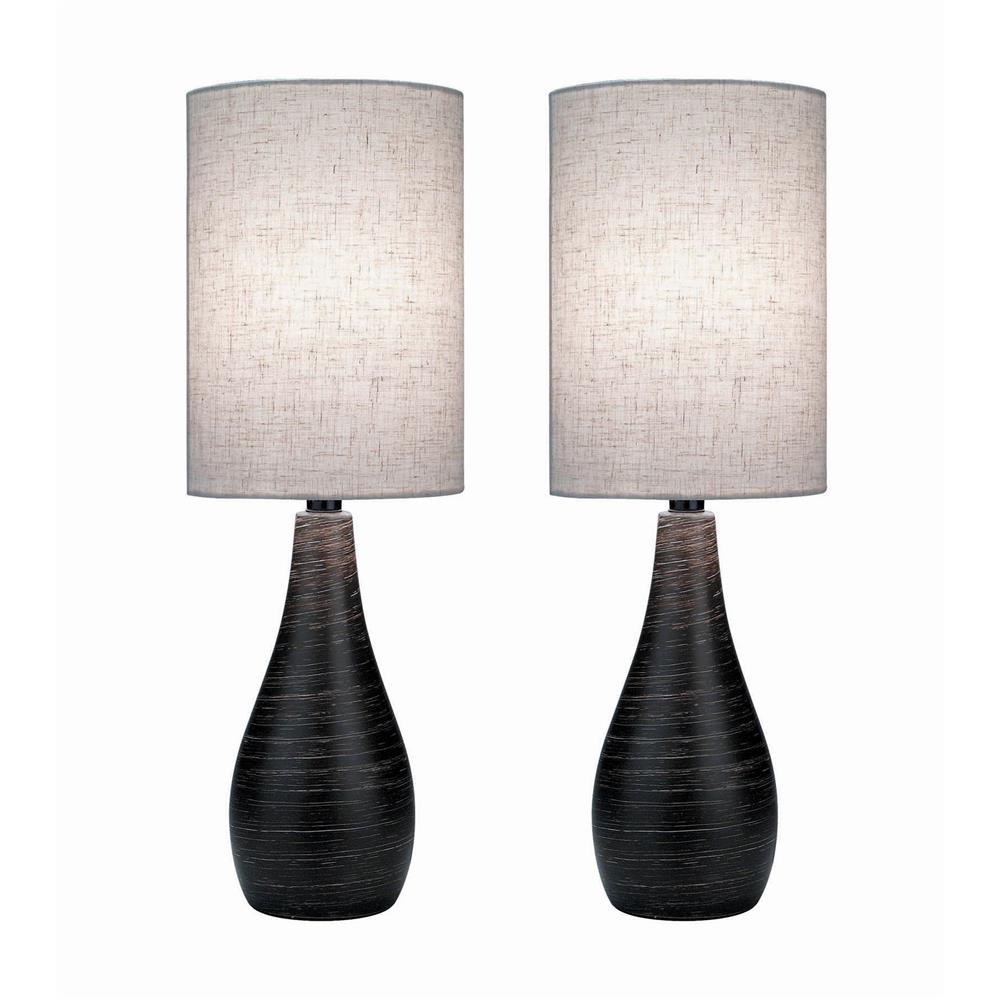 Lite Source LS-2997/2PK #2 Pack-table Lamp, Brushed D.brz/linen Shade, E27 Cfl 13wx2