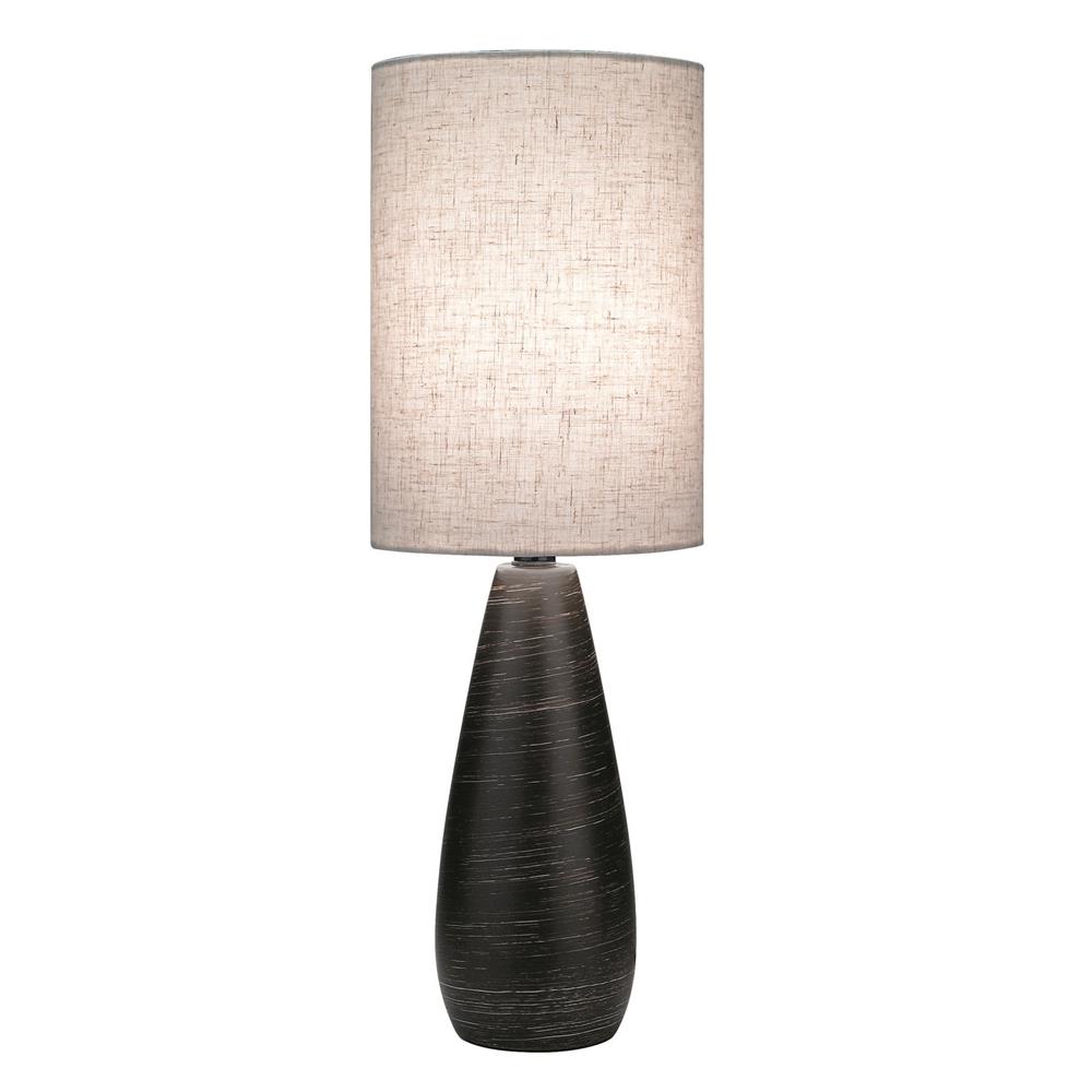 Lite Source LS-2998 Quatro 1 Light CFL Table Lamp in Brushed Dark Bronze with Linen Shade