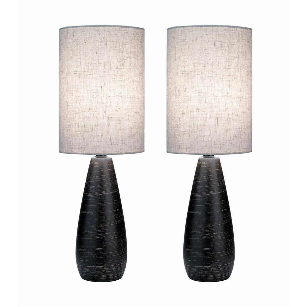 Lite Source LS-2998/2PK 2 Pack-mini Table Lamp, Brushed D.brz/linen Shade, Cfl 13wx2