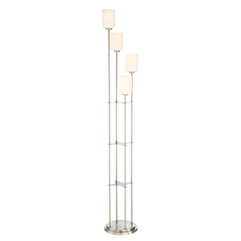 Lite Source LS-80701BN Bess 4-Lite Floor Lamp, Brushed Nickel/Frost Glass, E27 A 60Wx4