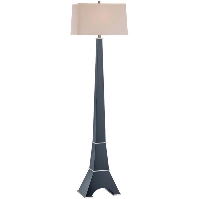 Lite Source LS-81410 Floor Lamp, Dark Walnut/silver Off/wht Fabric Shade, A 100w
