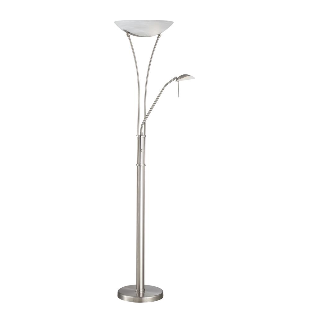 Lite Source LS-81699PS/FRO Avington 3 Light CFL Torch and Reading Lamp in Polished Steel with Frost