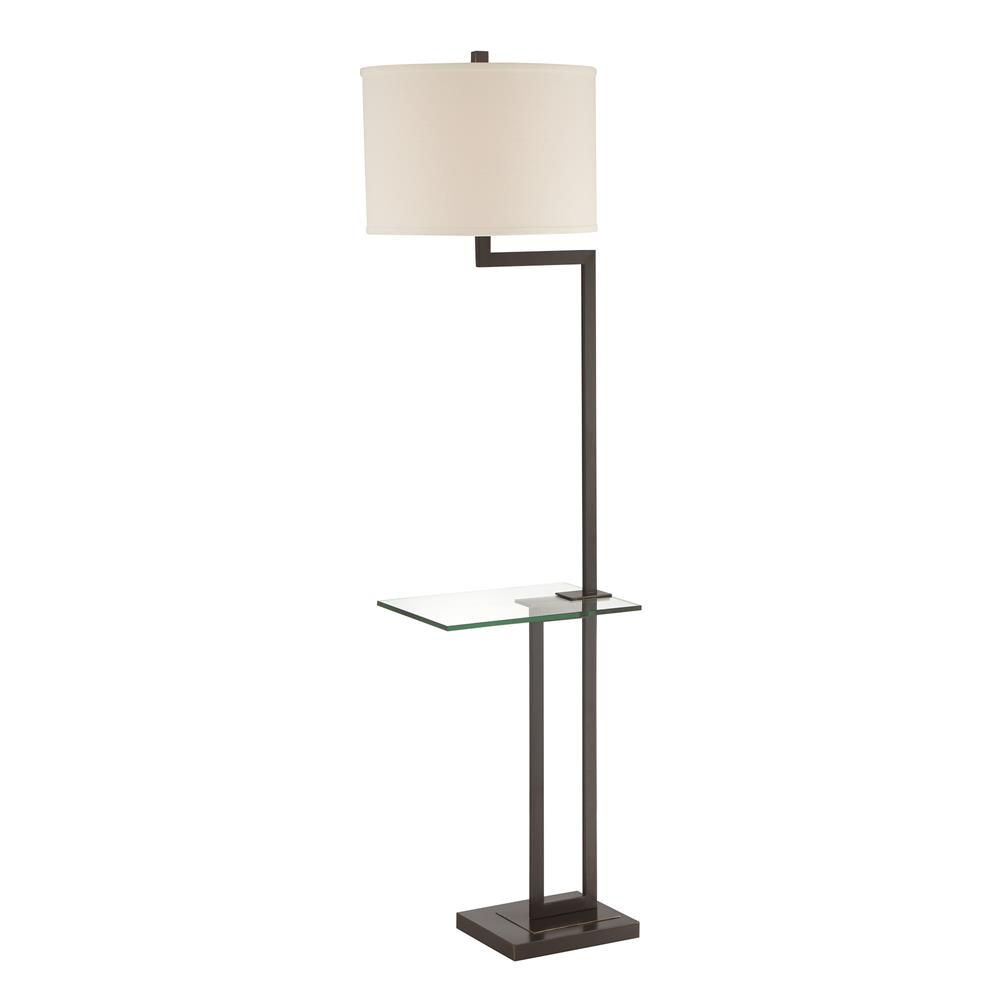 Lite Source LS-81746D/BRZ Rudko Floor Lamp W/Glass Table, D.Bronze/Linen Shade, E27 A 150W