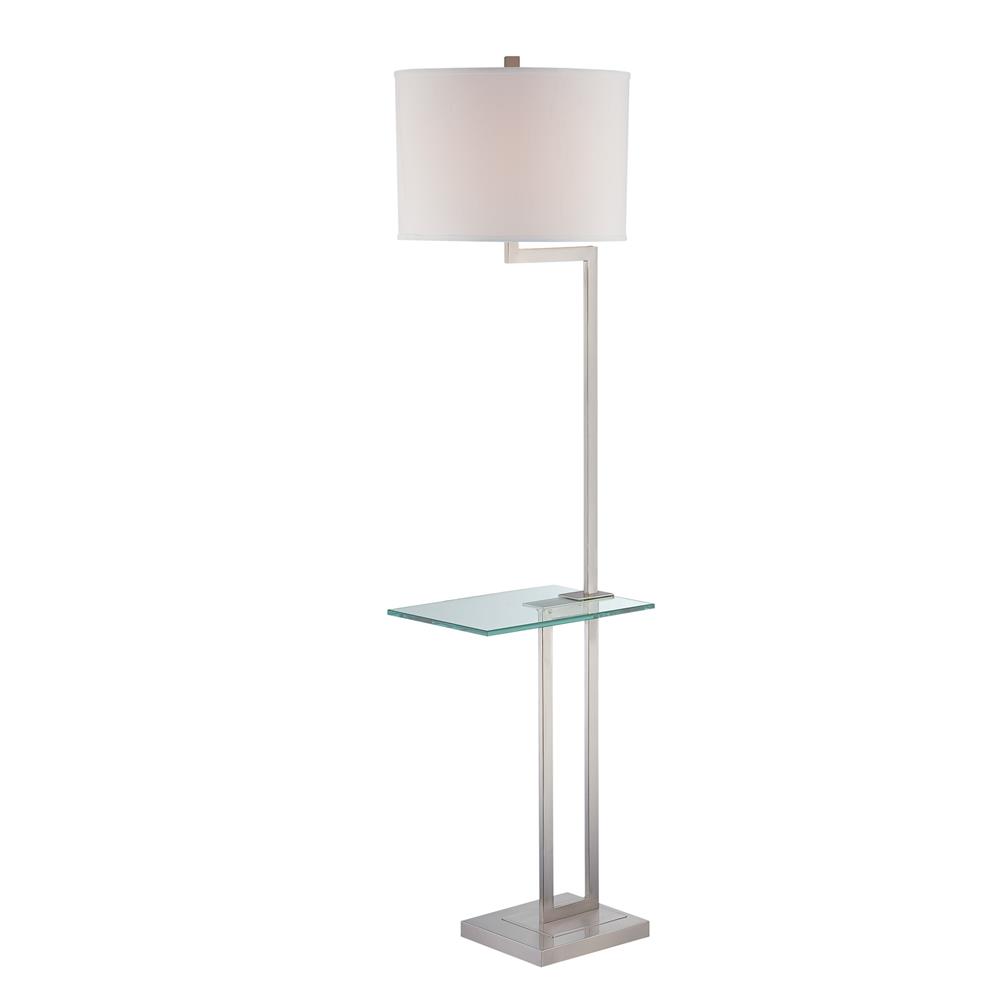 Lite Source LS-81746PS/WHT Rudko 1 Light Floor Lamp in Polished Steel with White Fabric Shade