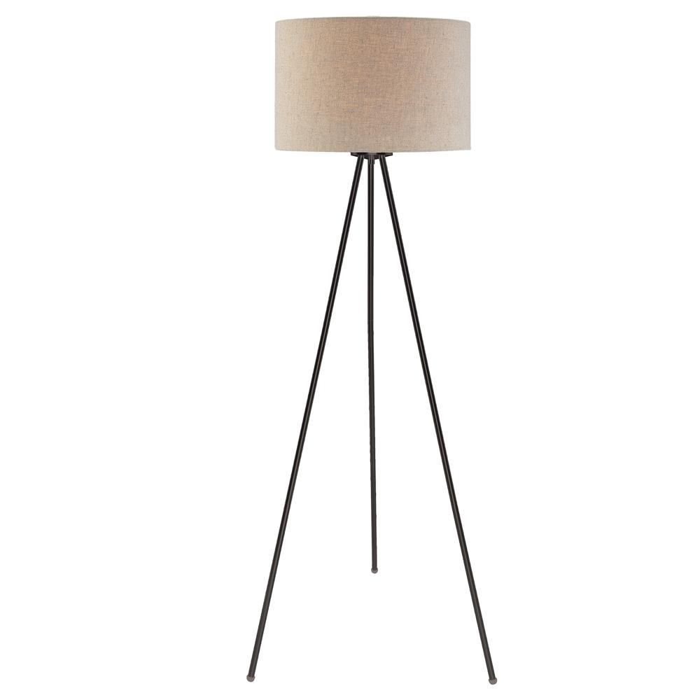 Lite Source LS-82065D/BRZ Tullio Floor Lamp, Dark Bronze/Light Beige Linen Shade, E27 A 100W