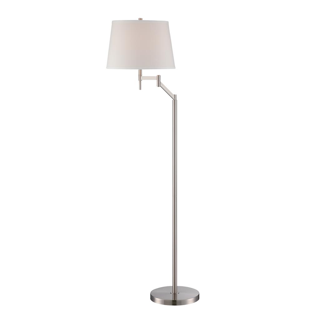 Lite Source LS-82138 Floor Lamp, Ps/white Fabric Shade, E27 Cfl 23w
