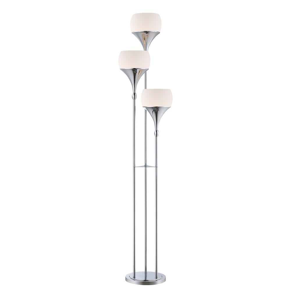 Lite Source LS-82225 Celestel 3 Light Floor Lamp in Polished Chrome with Frost Glass Shade