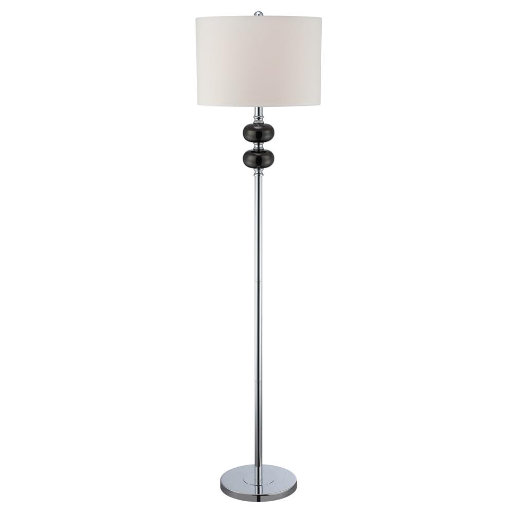 Lite Source LS-82263 Mistico 1 Light CFL Floor Lamp in Gun Metal and Chrome with White Fabric Shade