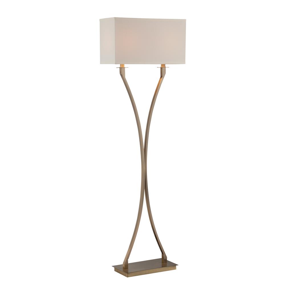 Lite Source LS-82615 Floor Lamp, Ab/off-white Fabric Shade, E27 Cfl 13wx2
