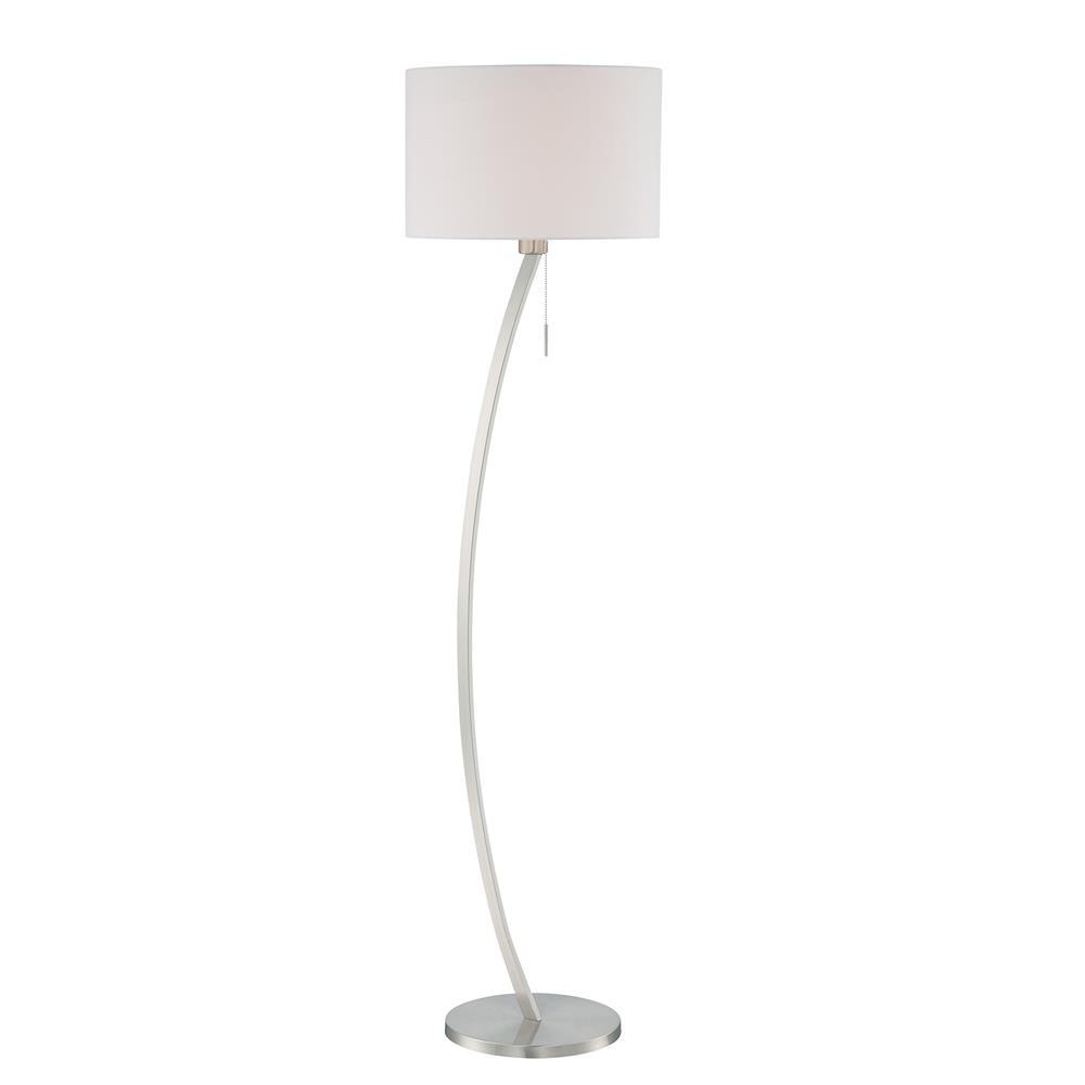Lite Source LS-82733 Floor Lamp, Satin Chrome/white Fabric Shade, E27 Cfl 23w