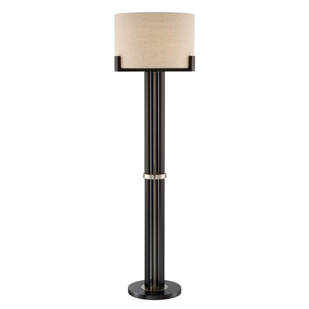 Lite Source LS-83020 Barend Floor Lamp, Dark Walnut/Linen Shade, E27 Type A 150W