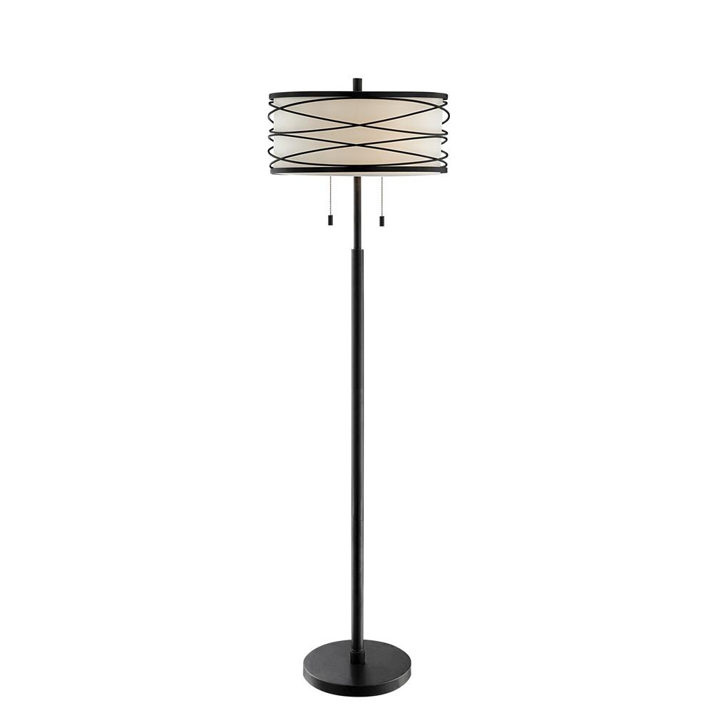 Lite Source LS-83125 Lumiere Floor Lamp, Outer Metal/Inner Fabric Shade, E27 A 60Wx2
