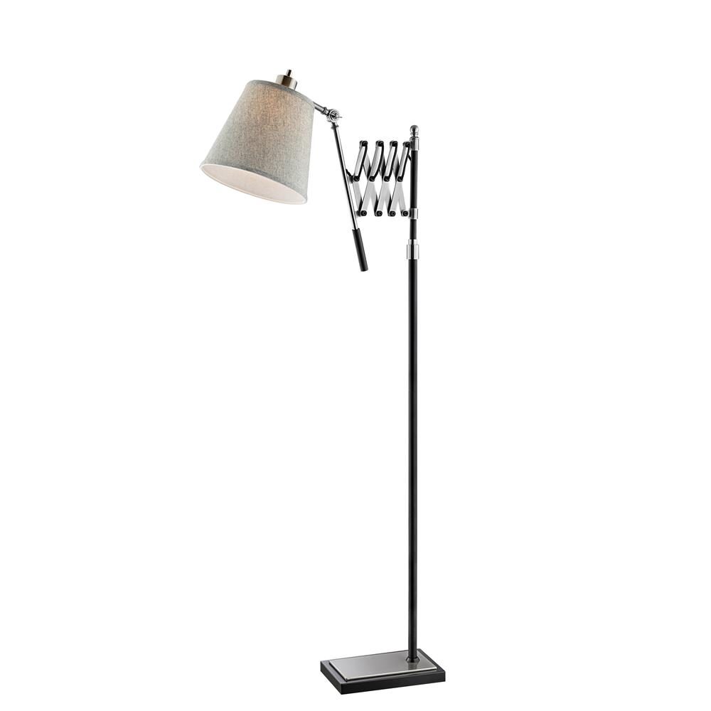 Lite Source LS-83145 Caprilla Extendable Floor Lamp, Bn/Black/L.Grey Fabric Shade, A 60W