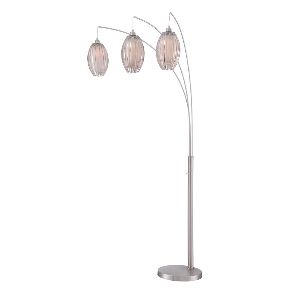 Lite Source LS-83163 3-lite Arch Lamp, C/clear Acrylic&white Shade, E27 A 60wx3