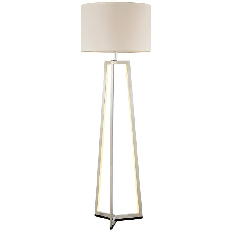 Lite Source LS-83165 Floor Lamp W/Led Night, Bn/White Linen Shade, A 150W&Led 20W